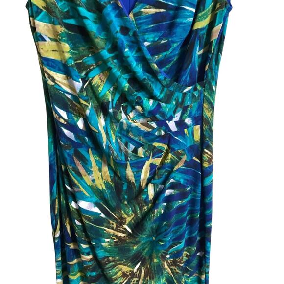 Jones New York Dress Women's Size 8 Multicolor Sheath Surplice Stretch Tropical - Picture 5 of 13